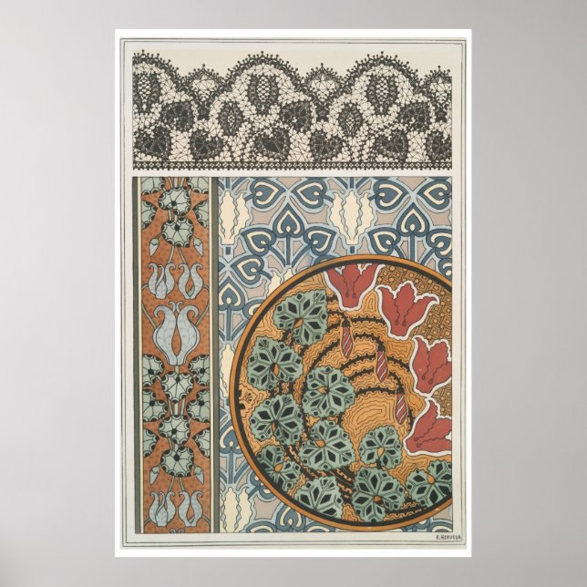 Poster Art nouveau Cyclamen floral Eugene Grasset elegant (Devant)