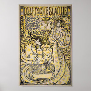 Poster Art Nouveau Delftsche Slaolie Delft Huile de salad