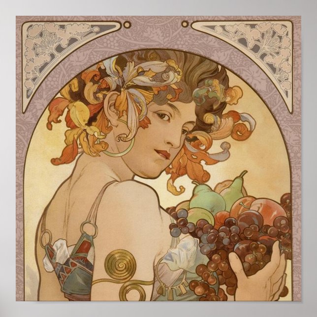 Poster Art Nouveau Femme Mucha Belle (Devant)