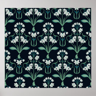 Poster Art nouveau floral, abstrait motif sans couture.