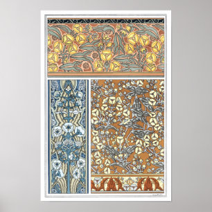Poster Art Nouveau floral vintage, fleurs de flèche