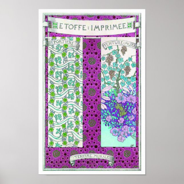 Poster Art nouveau Grapevine floral vintage (Devant)