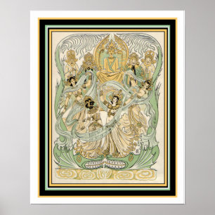 Poster Art nouveau indien Imprimer 16 x 20