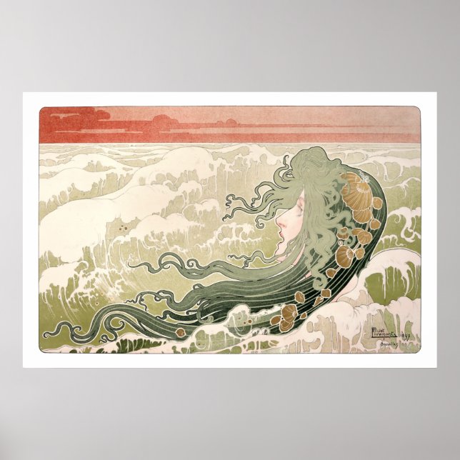 Poster Art nouveau La vague par Henri Privat-Livemont (Devant)