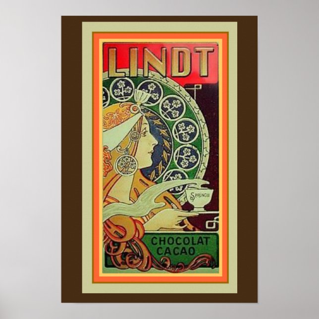 Poster Art Nouveau Lindt Chocolat Cacao 13 x 19 (Devant)