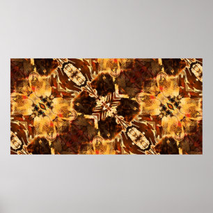 Poster Art nouveau ornemental vintage doré et marron pa