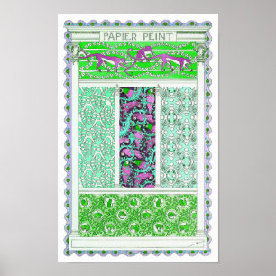 Poster Art nouveau perroquet singe jungle tropicale desig