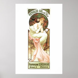 Poster Art nouveau Pétrole gal Madrid alphonse mucha