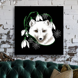 Poster Art Nouveau Renard blanc arctique