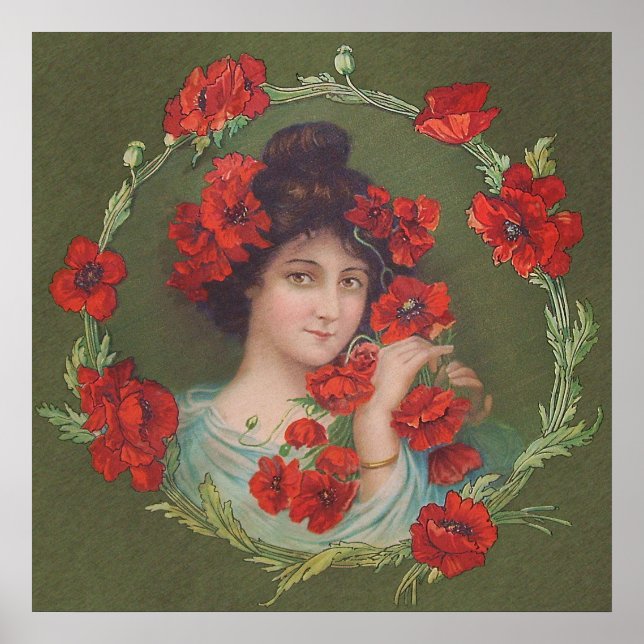Poster Art nouveau Victorian Poppy Gibson Girl Archival (Devant)