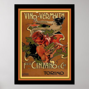 Poster Art Nouveau Vino-Vermouth 12 x 16