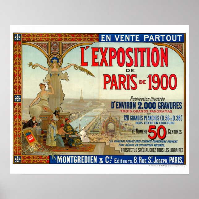 Poster Art Nouveau vintage 1900 Paris Exposition (Devant)
