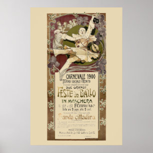 Poster Art nouveau vintage Carnevale 1900 par Zippel