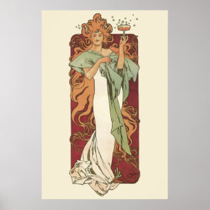 Poster Art Nouveau vintage, Champagne par Alphonse Mucha