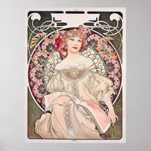 Poster Art nouveau vintage "Daydream" par Alphonse Mucha