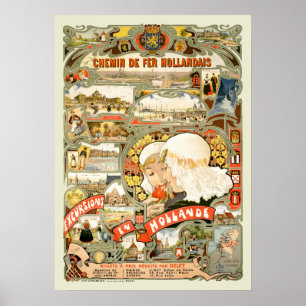 Poster Art Nouveau vintage Hollande Tourisme Voyage