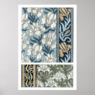 Poster Art Nouveau vintage, Jardin Iris Fleurs