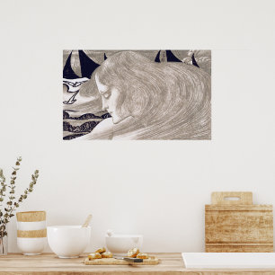 Poster Art Nouveau vintage Jolie jeune femme