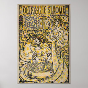 Poster Art Nouveau vintage Jugend Delftsche Slaolie 1894