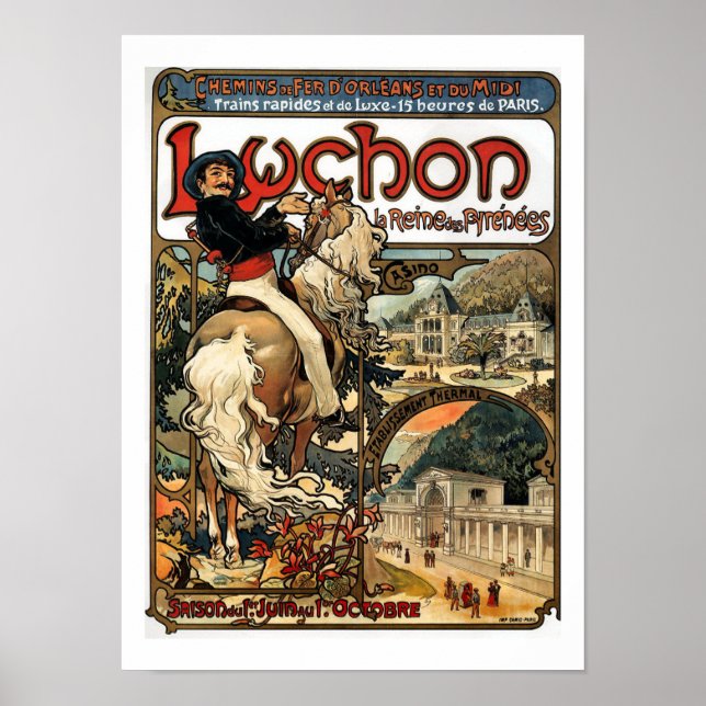 Poster Art nouveau vintage Luchon 1895 Mucha (Devant)