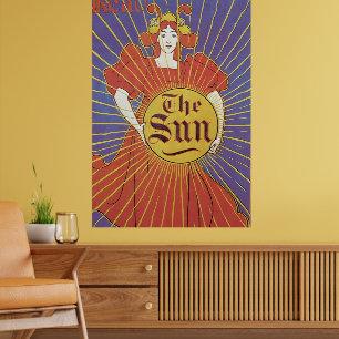 Poster Art Nouveau vintage, New York Sun Newspaper