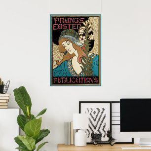 Poster Art Nouveau vintage, publications de Pâques de Pra