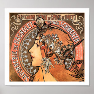 Poster Art nouveau vintage Savonnerie de Bagnolet Mucha