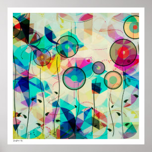 Poster Art numérique Abstrait géométrique coloré