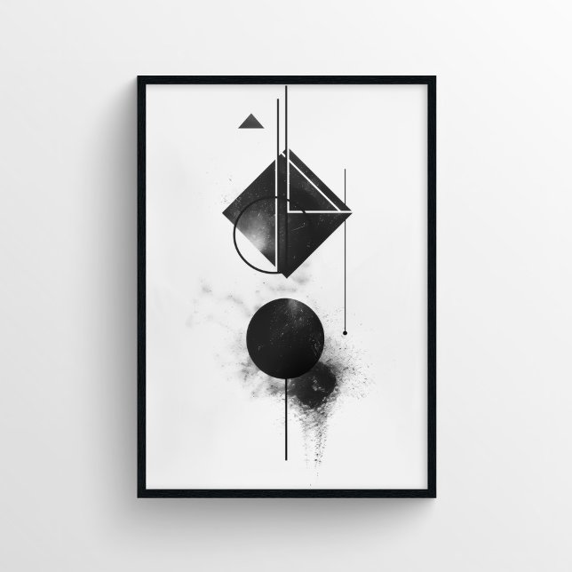 Poster Art numérique Abstrait moderne en noir et blanc (Créateur téléchargé)