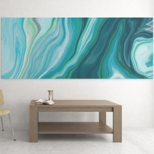 Poster Art numérique bleu fluide et turquoise