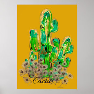 Poster Art numérique Cactus