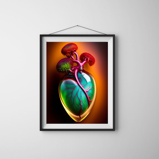 Poster Art numérique cardiaque en verre anatomique (Créateur téléchargé)