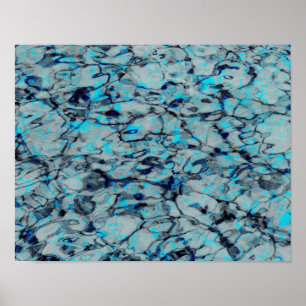 Poster Art numérique cool et moderne de l'aquarelle bleue