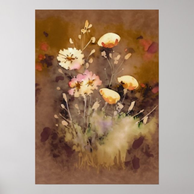 Poster Art numérique d'aquarelle fleur sauvage (Devant)