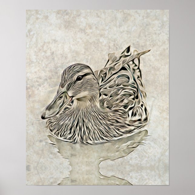 Poster Art numérique de canard (Devant)