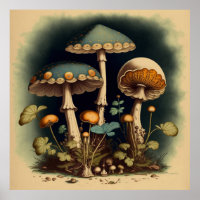 Art numérique de champignons vintages 1