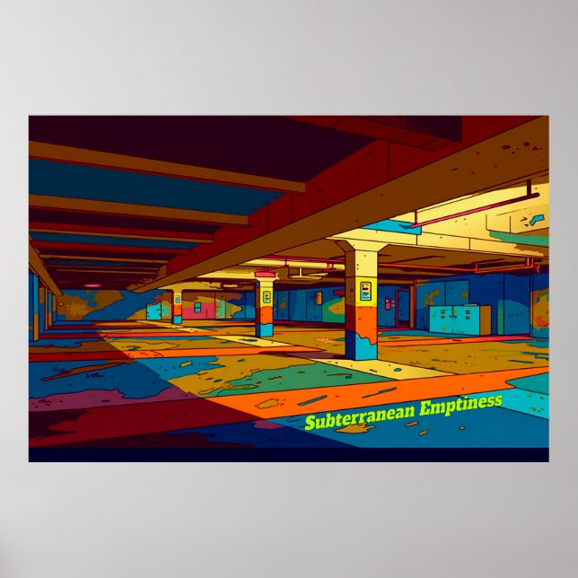 Poster Art numérique de concept d'espace limite rétro (Devant)