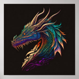 Poster Art numérique de dragon hyper réaliste