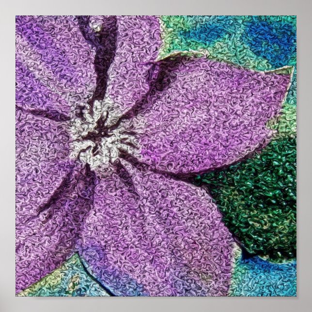Poster Art numérique de média mixte à fleurs violettes (Devant)