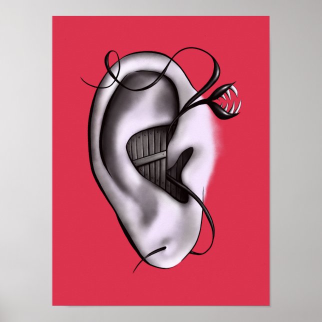 Poster Art numérique de monstre d'oreille bizarre (Devant)