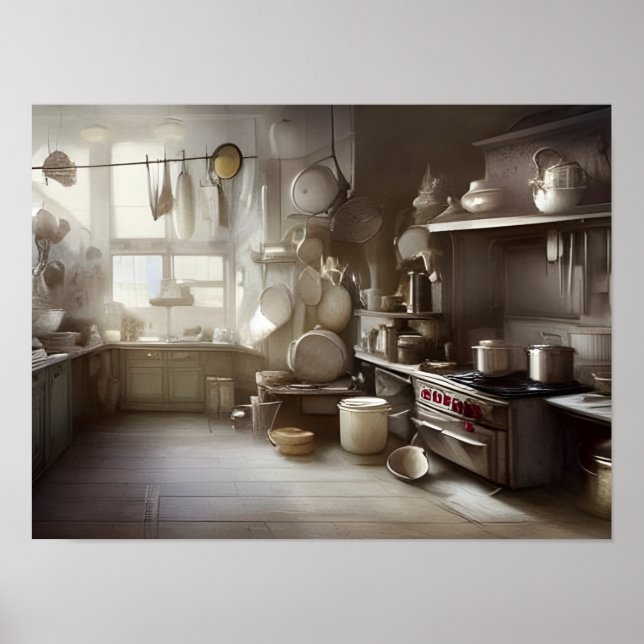 Poster Art numérique de scène de cuisine de Cook (Devant)