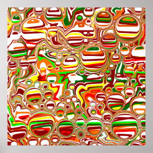 Poster Art numérique des bulles rétro