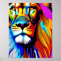 Art numérique Lion coloré | Anniversaire