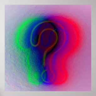 Poster Art numérique moderne   Mur de questions couleur n