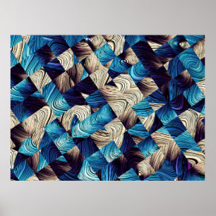 Poster Art numérique motif abstrait. image bleue Abstrait