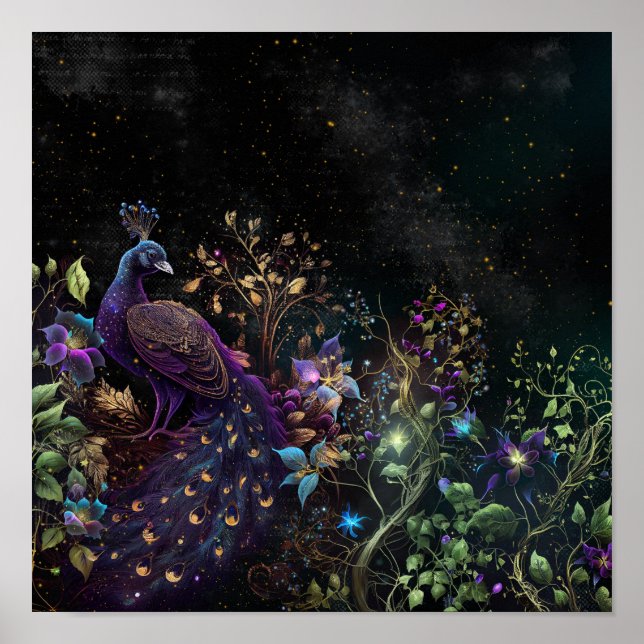Poster Art numérique Peacock foncé 9 (Devant)