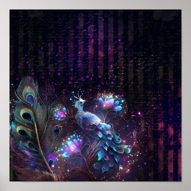 Poster Art numérique Peacock foncé Conception 4 (Devant)