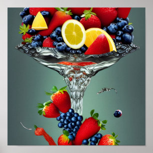 Poster Art numérique Photoréaliste Fruit Splash