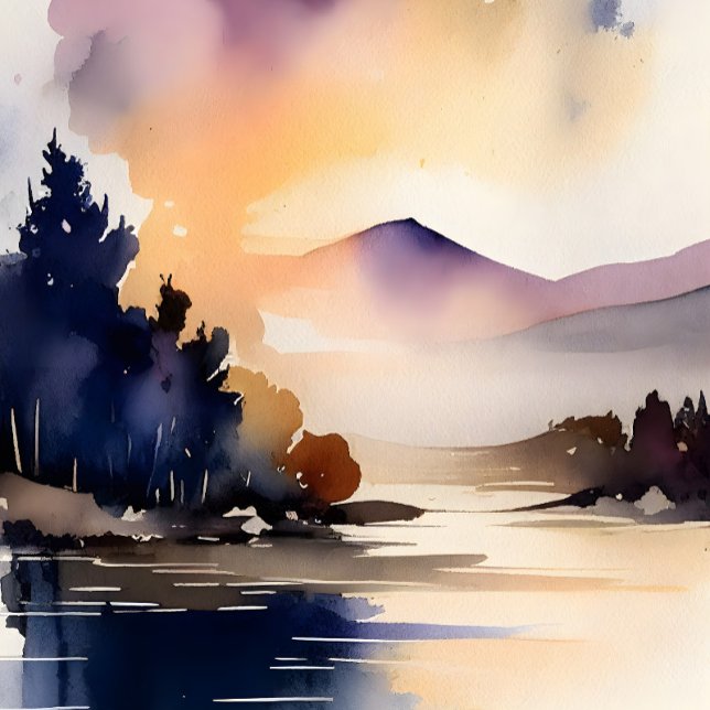 Poster Art numérique Serene Lake et Mountain Sunrise Impr (Créateur téléchargé)