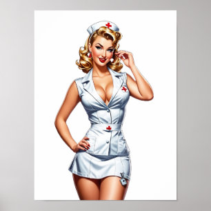 Poster Art numérique vintage de l'infirmière